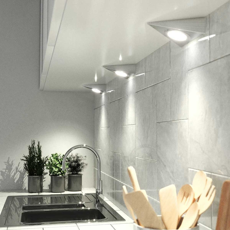 Kitchen with Mains Powered Triangle Under Cabinet Light Cool White