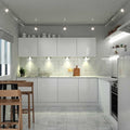 Warm White Mains Powered Triangle Under Cabinet Light, Brushed Chrome Finish  Kitchen View 2