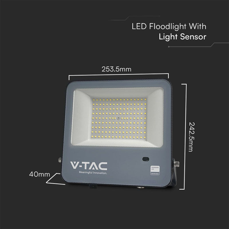 100w LED Floodlight With Photocell, 6500K IP65 Black