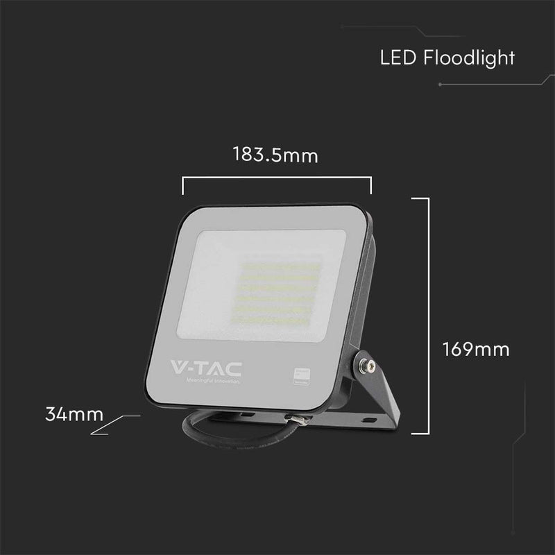 V-Tac - 23217 - 50w LED Flood Lights with Samsung Chips, 6500K - Dimensions