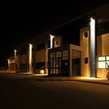 building with mounted 200w LED flood lights