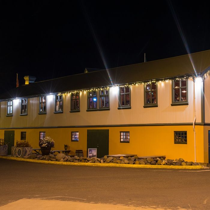 warehouse with mounted 200w LED flood lights
