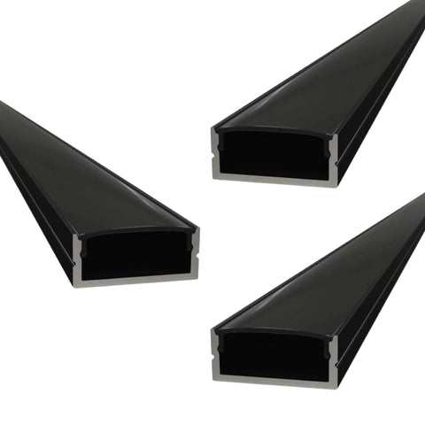 pack of 3 black surface-mounted LED profiles