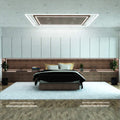full shot of a bedroom with black surface-mounted LED profiles