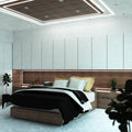 side mid shot of a bedroom with black surface-mounted LED profiles