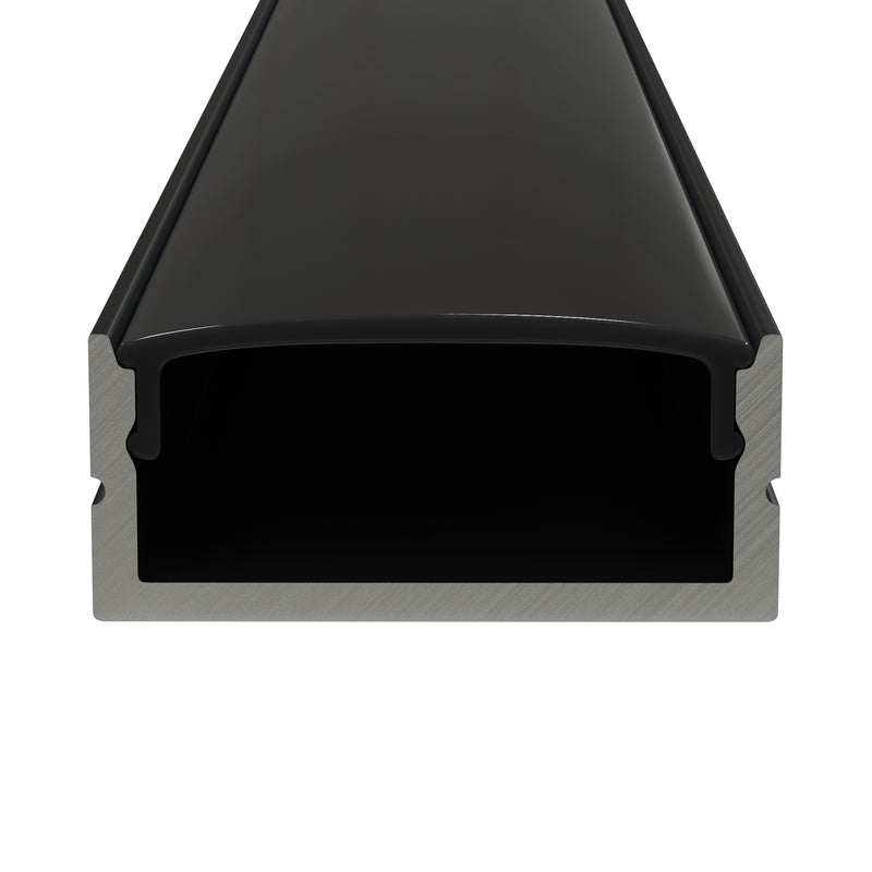 opening of a black surface-mounted LED profile