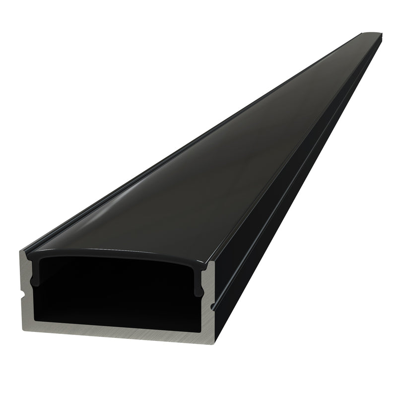 full shot of a black surface-mounted LED profile