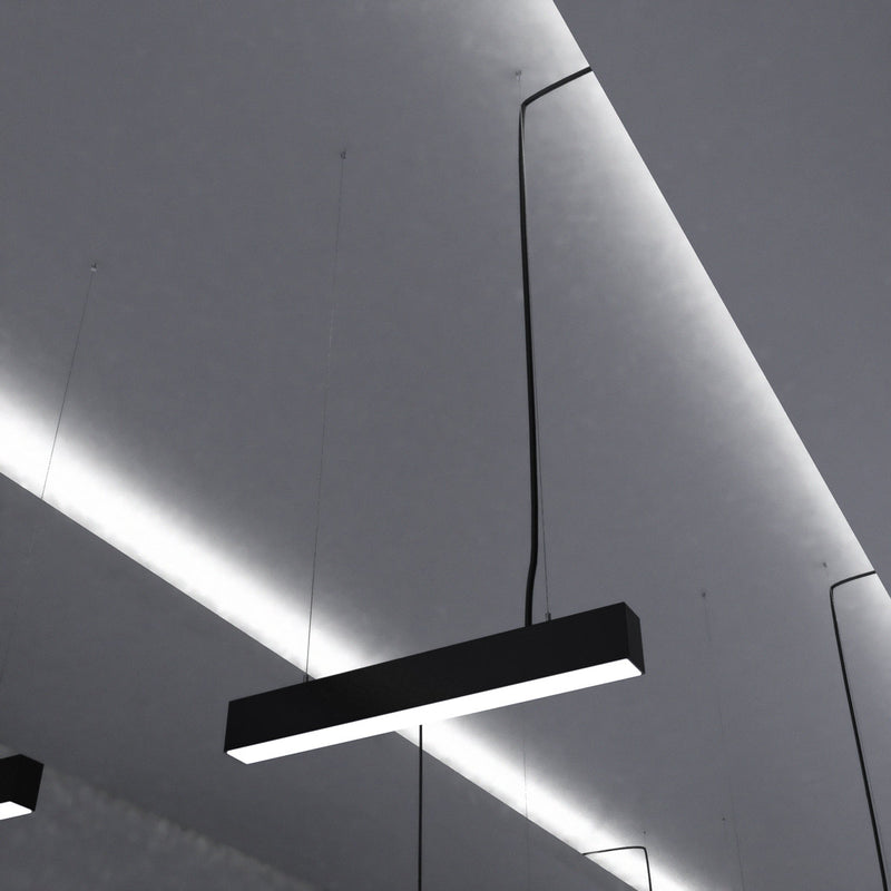 2FT (60cm) LED Linear Light – Suspended Mount, Black Finish - Cool White Light