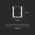 2m Surface Aluminium Channel with Frosted Diffuser - dimensions in black background