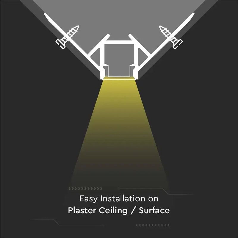 2m Silver Plaster-In, LED Aluminium Profile black schematic diagram (close-up)