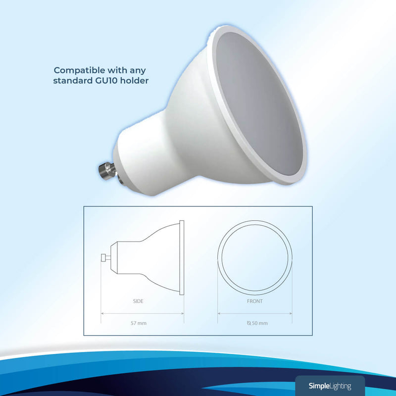 5w GU10 bulb with dimensions
