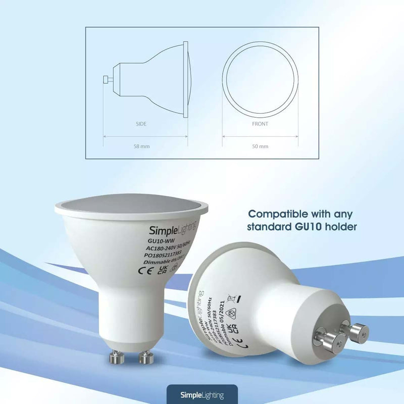 dimensions of gu10 lamp