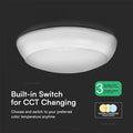 LED Dome Light with Sensor & Emergency - close-up with text description and colour-changing widgets (in black background)