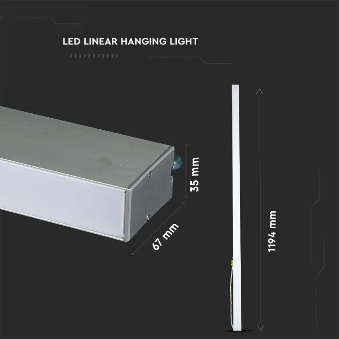 40W LED Linear Hanging Suspension Light (6400K) dimensions.