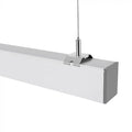 40W LED Linear Hanging Suspension Light (Silver) close up 2 (behind white background).