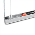 40W LED Linear Hanging Suspension Light (Silver) close up 3 (behind white background).