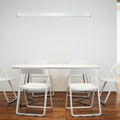 40W LED Linear Hanging Suspension Light (Silver) under a dining table.