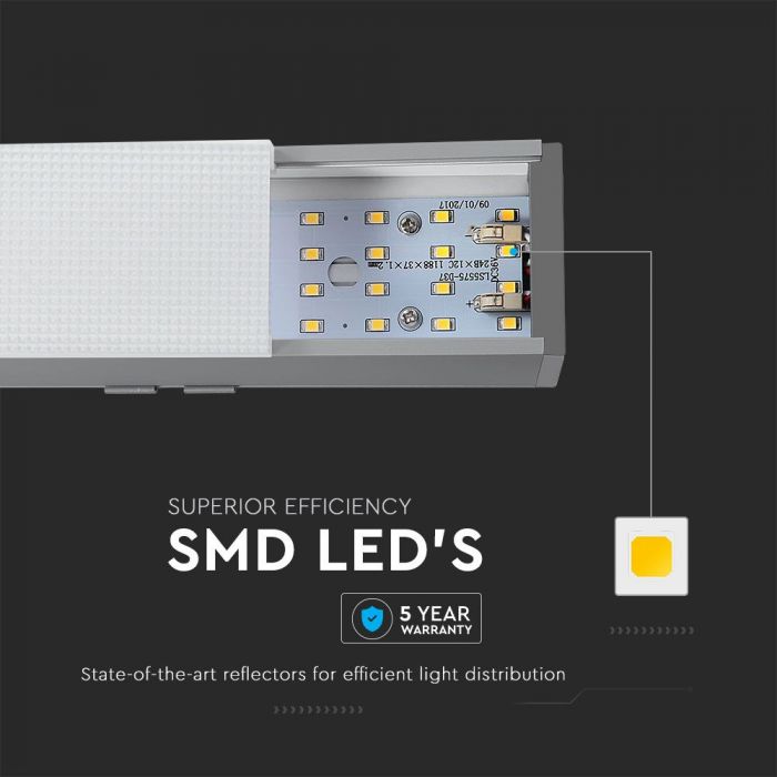 40W LED Linear Hanging Suspension Light (Silver) | 5 Year Warranty