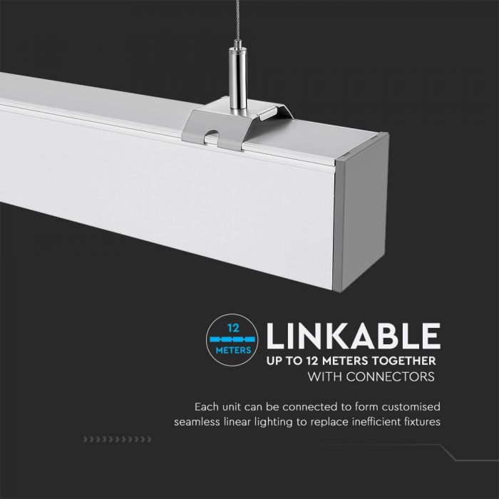 40W LED Linear Hanging Suspension Light (Silver) | Linkable Up to 12 Metres