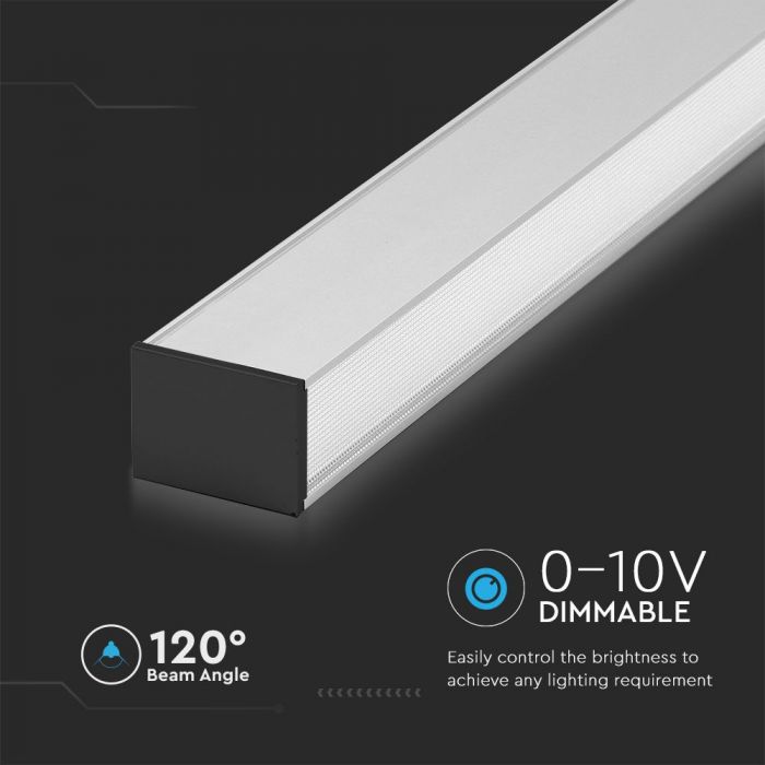 40W LED Linear Hanging Suspension Light (White) | 120-Degree Beam Angle, 0-10V Dimmable