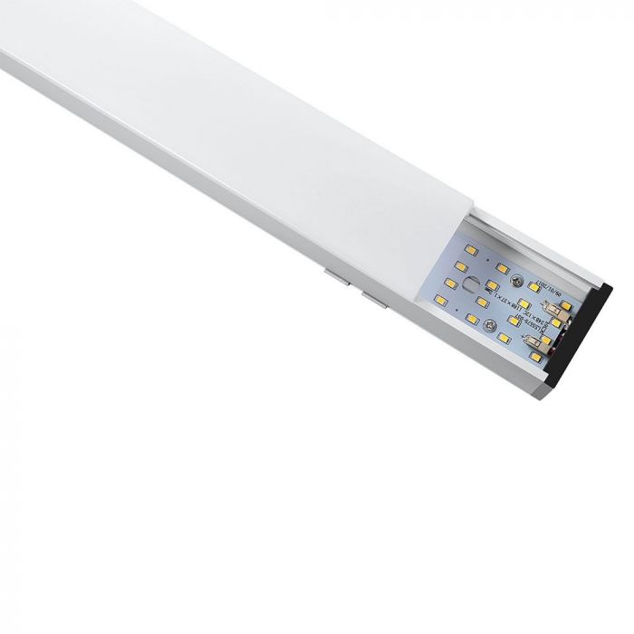 40W LED Linear Hanging Suspension Light (White) close-up 2 (behind white background)