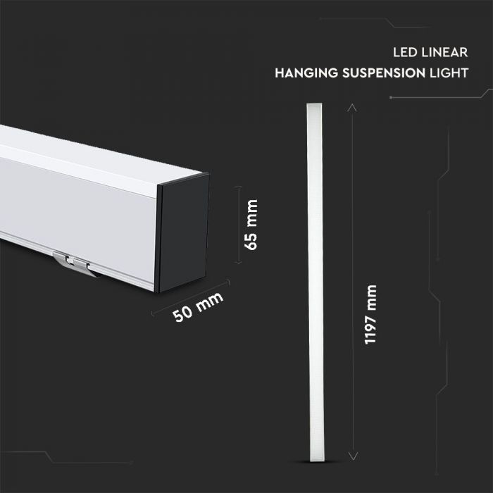 40W LED Linear Hanging Suspension Light (White) dimensions