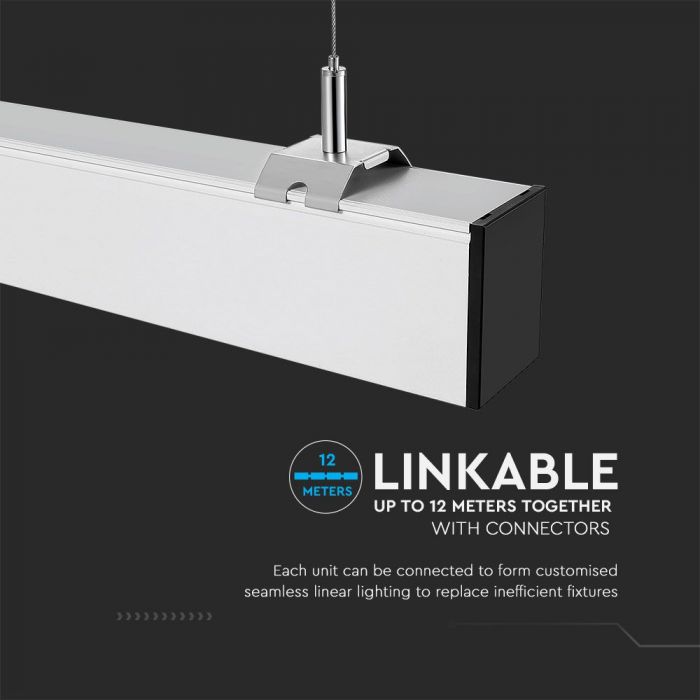 40W LED Linear Hanging Suspension Light (White) | Linkable Up to 12 Metres Together