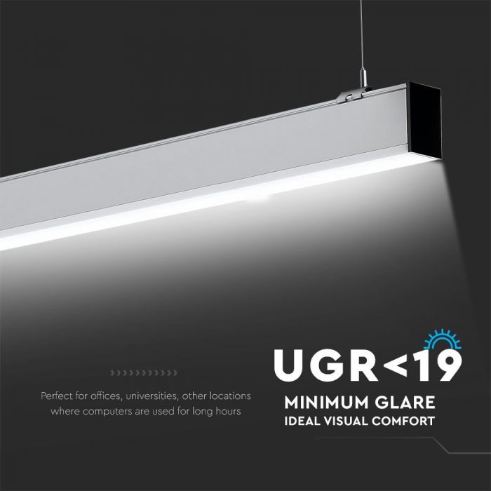 40W LED Linear Hanging Suspension Light (White) | UGR<19, Minimum Glare, ideal Visual Comfort
