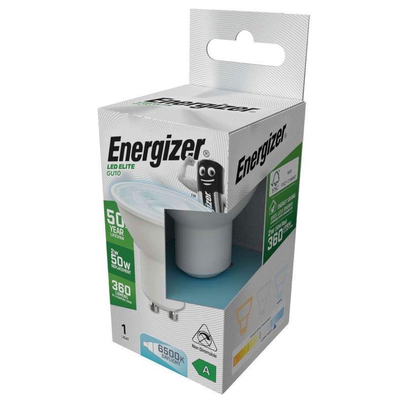 Side of a GU10 LED Bulb, A Rated 2w, Energizer - Cool White 6500K