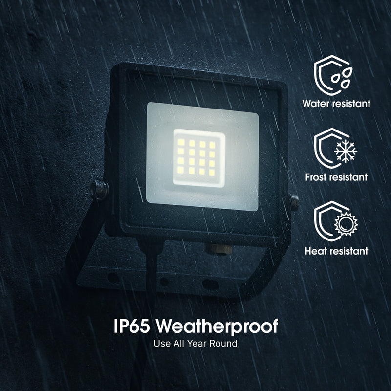 10W Eco Flood LED Outdoor Light – 6500K Cool White - IP65 Waterproof