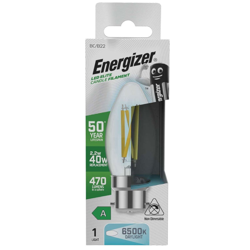 2.2w B22 LED Filament Candle Bulb, 6500K