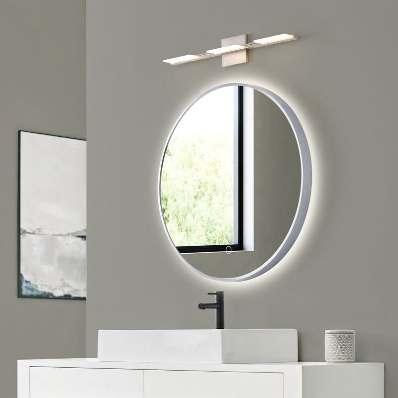 Brushed Silver LED bathroom mirror
