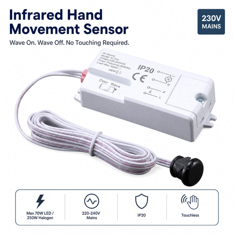 Simple Lighting - SEN240V - Infographics - Infrared Hand Movement Sensor
