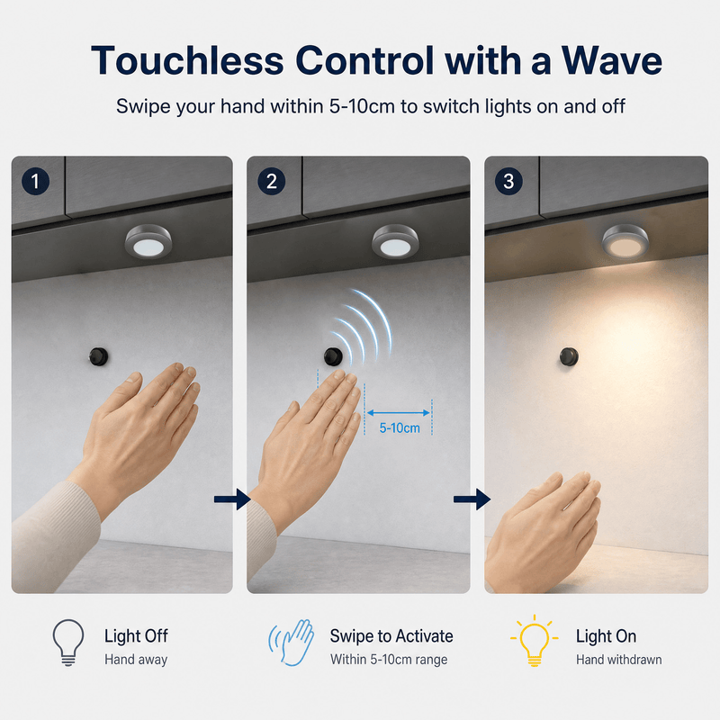 Simple Lighting - SEN240V - Infographics - Touchless Control with a Wave