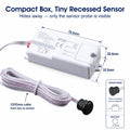 Simple Lighting - SEN240V - Infographics - Compact Box, Tiny Recessed Sensor
