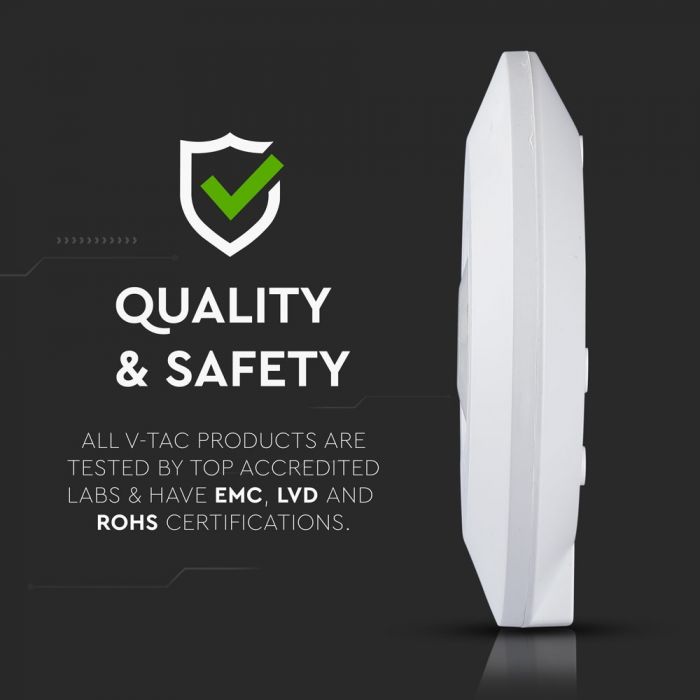 white slimline PIR sensor with safety info