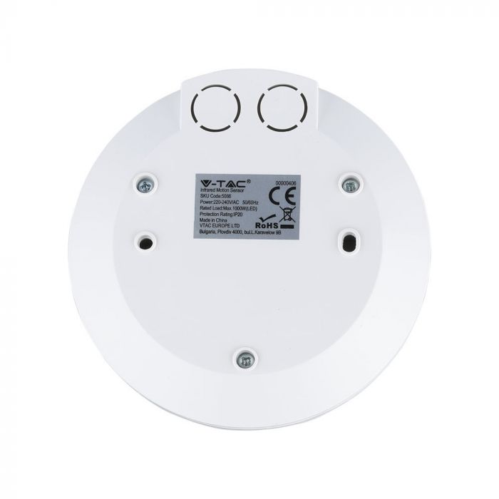 back of a white slimline PIR sensor
