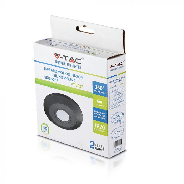 packaging of a black slimline PIR sensor