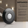 black slimline PIR sensor with sensor details