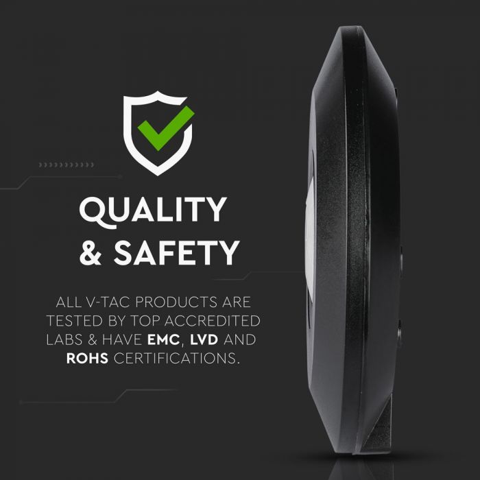 black slimline PIR sensor with safety info