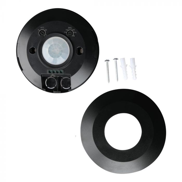 black slimline PIR sensor with screws