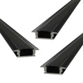 Pack of 3 recessed black LED profiles