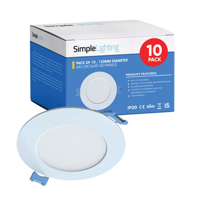 Pack of 10 6w Circular LED Panels, 120mm Diameter