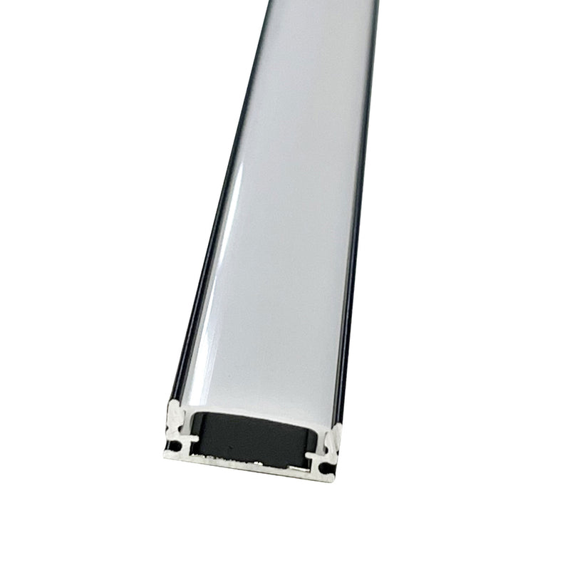 2m, LED Profile, Black Slimline With Diffuser, Incl End Caps and Brackets