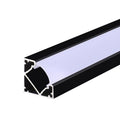 black LED profile with a frosted diffuser