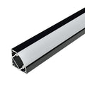 close up of a black LED profile with a frosted diffuser
