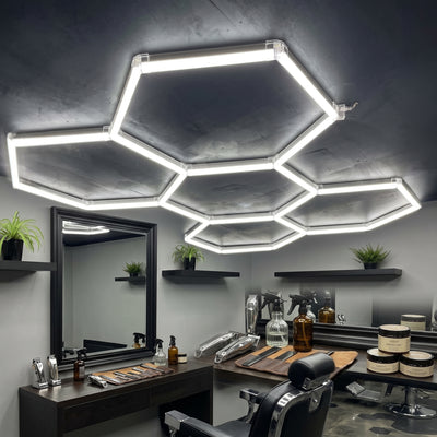 5 x Hexagon LED Light Kit - Cool White, Black Finish With Milky Covers (5 Year Warranty)