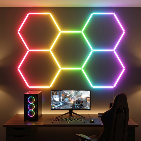 5 x Hexagonal Design LED Light Kit, RGB IC Colour Changing Kit