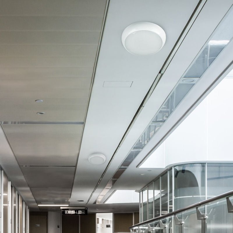 LED Dome Light with Sensor & Emergency – CCT & Wattage Adjustable – IP65 Polo Bulkhead (installed outdoors)