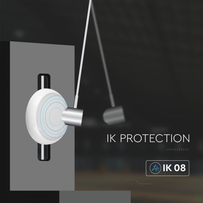 LED Dome Light with Sensor & Emergency - illustration of IK protection (in black background)